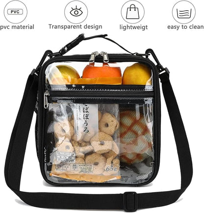 FlowFly Kids Lunch box Insulated Soft Bag Mini Cooler Back to School Thermal Meal Tote Kit for Girls, Boys, Clear