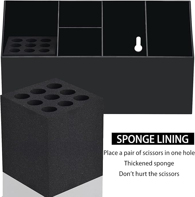 Noverlife Hair Scissors Large Storage Box, Shear Holder for Hair Salon, Scissor Holder, Hairdressing Combs Clips Scissors Professional Hairdressing Combs, Clips, Brushes Storage Racks Tool Box - Black