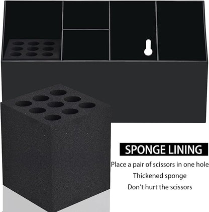 Noverlife Hair Scissors Large Storage Box, Shear Holder for Hair Salon, Scissor Holder, Hairdressing Combs Clips Scissors Professional Hairdressing Combs, Clips, Brushes Storage Racks Tool Box - Black