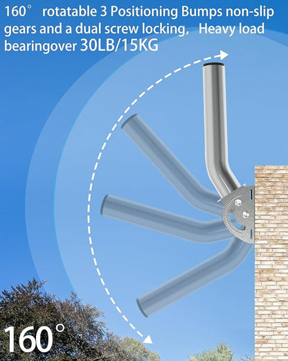 430 Stainless Steel Antenna Mount for Wireless Bridge, 1-Pack 11 in Dual Screw Locking J Pole Mounting Bracket for Wall or Pole, 160° Adjustable, 1.38 in OD, for CPE, Access Point or Weather Station
