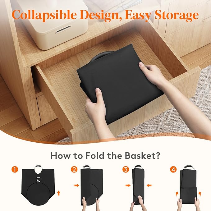 Lifewit 120L 2-Pack Large Laundry Basket, Collapsible Laundry Hamper with Aluminum Handles, Waterproof Freestanding Dirty Clothes Hampers for Laundry Room Bedroom Dorm Bathroom, Black