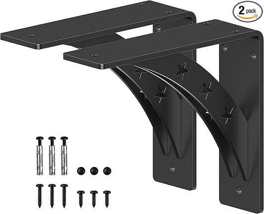 Heavy Duty Shelf Brackets, Max Load 900 LBS, Premium Alloy Metal, Matte Black, 9 inch x 8 inch, Set of 2