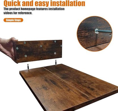 Wood Dual Monitor Stand Riser, Desk Organizers and Accessories with Storage Pen Holders, Adjustable Length and Angle 3 Shelf Extra Long 46" Desktop Organizer for 2 Monitors, Computer, Laptop, TV,Rustic Brown (Triple)