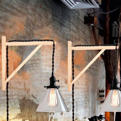 4 Pack Wall Mount Natural Wood Bracket Solid Bracket Shelf Supports Kits for Sconces Pendant Lights Swag Lamps Lighting Lamps Hanging Farmhouse Design DIY Project with Screws
