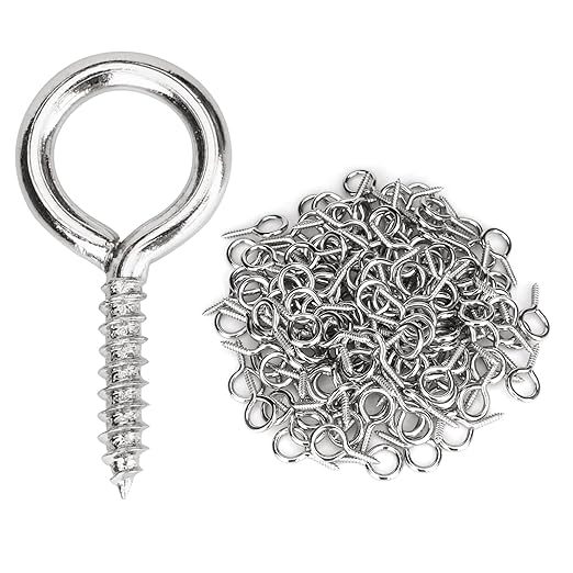 Aovchei Eye Screws, 100PCS 0.75 inches 304 Heavy Duty Stainless Steel Screw Hooks, Self Tapping Eye Bolts, Indoor & Outdoor for Hanging Artwork