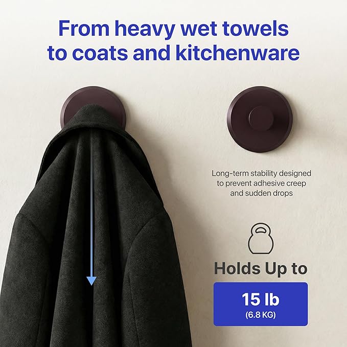 HOME SO Suction Cup Hooks for Shower & Bathroom Towel Holder 2-Pack – Suction Cups Hooks for Hanging Towels, Robes, & Coats - Tiles, Glass Door or Mirror – Shower Hooks & Towel Hooks Organizer -Bronze
