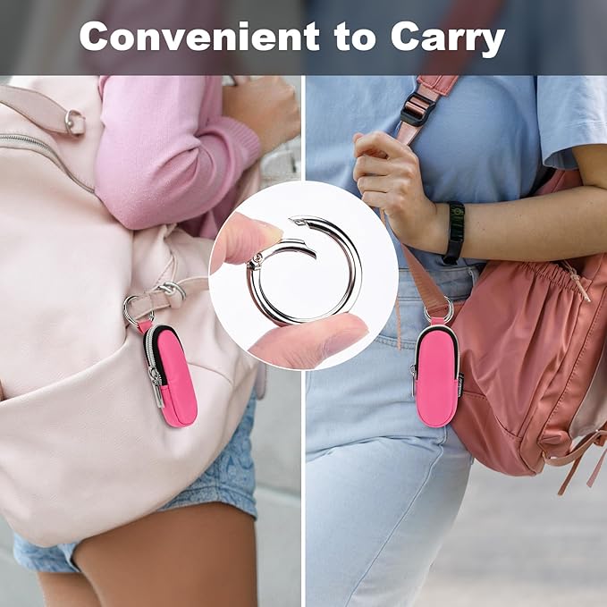Homakover Portable Lip Balm Organizer Case with Keychain, Travel Chapstick Holder Storage Bag, Waterproof Small Cosmetic Organizer, Anti-Lost Lipstick Lip Gloss Sleeve Pouch Keeper Case (Pink, Small)