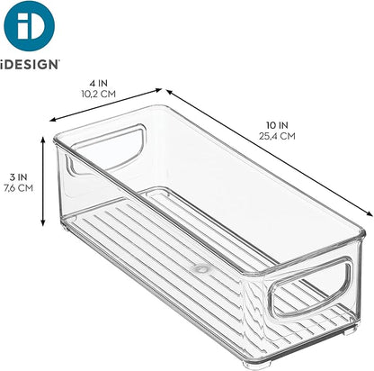 iDesign Stackable Storage Bin with Handles for Pantry, Fridge, or Freezer, Clear, Made in USA