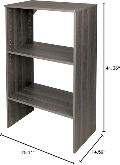 ClosetMaid SuiteSymphony Wood Shelf Unit, 2 Shelves, Adjustable, for Storage, Closet, Clothes, Shoes, Décor, TV, Books, Graphite Grey