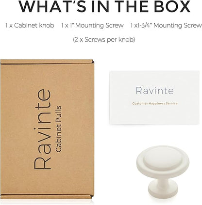 Ravinte 3 Pack 1-1/4 inch Kitchen Cabinet Knobs White Frosted Dresser Zinc Pulls Door Drawer Handles for Dresser Drawers