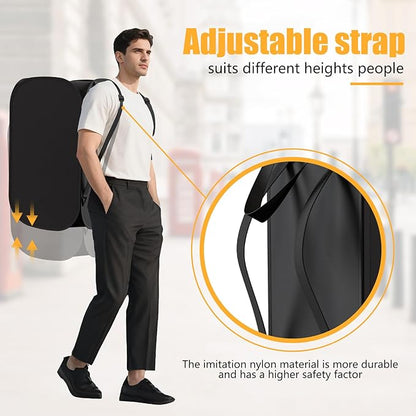 Collapsible Backpack Laundry Bag Made by Strong Polyester Oxford Cloth, 76L Heavy Duty Large Hamper with Adjustable Shoulder Strap, Foldable Basket with Mesh Pocket for College, Travel, Apartment
