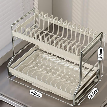 2 Tier Dish Drying Rack Dishes Organizer Rack Double Decker for Kitchen Counter