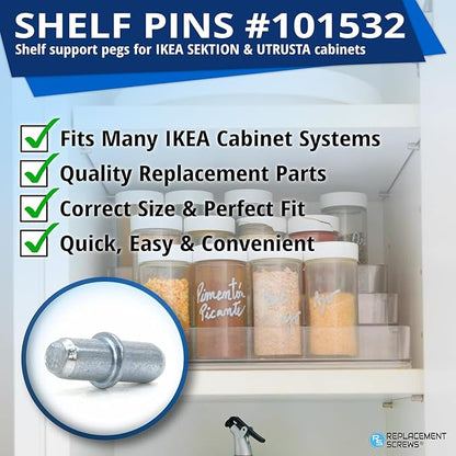 ReplacementScrews Shelf Support Pins/Pegs Compatible with IKEA Part 101532 (Pack of 10)