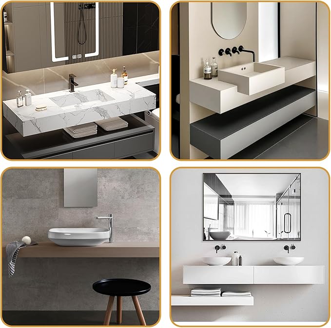 3/8" Thick Floating Shower Bench Brackets 3 Pcs, 12"x11"x2.5"Heavy Duty Free Hanging T Shelf Support Brackets, Wall Mount Bracket for Granite, Vanity, Shower Bench, Cabinets, Dishwasher,Countertop
