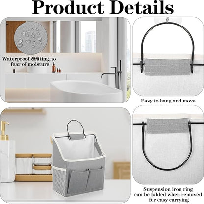 Wall Hanging Storage Bag Cotton Linen Hanging Storage Basket with Pockets Over the Door Organizer Wall File Organizers Desktop Organizer Basket For Kitchen Bedroom Bathroom Office Camper