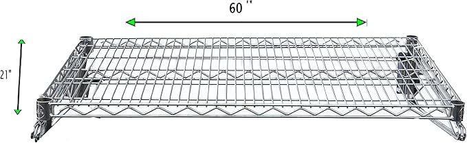 Heavy Duty Chrome Wire Wall Shelf – NSF Certified Commercial Storage Rack with Mounting Brackets – Steel Wire Shelf for Kitchen, Restaurant, Garage, or Pantry (21" x 60")
