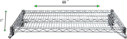 Heavy Duty Chrome Wire Wall Shelf – NSF Certified Commercial Storage Rack with Mounting Brackets – Steel Wire Shelf for Kitchen, Restaurant, Garage, or Pantry (21" x 60")