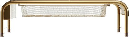 Martha Stewart Ryder Gold Mesh Metal Desktop Monitor Stand Riser with Organizer Drawer and Side Storage