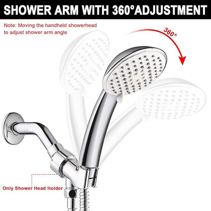 Adjustable Shower Arm Mount- with Universal Wall Hook Bracket and Brass Pivot Ball, NearMoon Shower Head Holder for Hand Held Showerheads