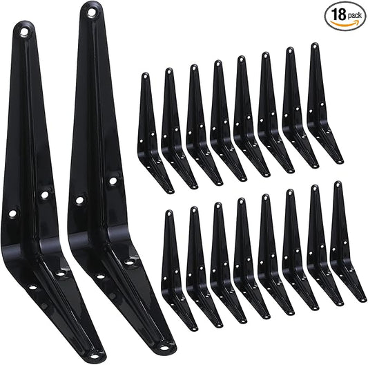 HEART ART 18 Pack Shelf Bracket 6 Inch ,Heavy Duty Shelf Brackets,Floating Shelf Bracket L Brackets,Metal Shelf Brackets for Wall, 6”L x 5”H x1.5”W