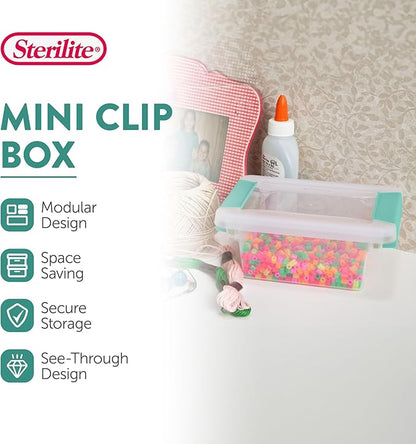 Sterilite 6-Pack Clip Box, Stackable Clear Plastic Bins with Latching Lids, Mini - Writing, Arts or Crafts Supplies Storage Containers for Home, Office, Classroom and Workshop Organization