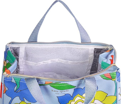 kate spade new york Portable Soft Cooler Lunch Bag, Thermal Tote with Insulated Interior Lining and Storage Pocket, Lunch Tote for Women, Flower Bed