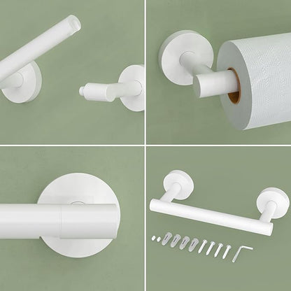 White Toilet Paper Holder SUS304 Stainless Steel Double Post Pivoting Toilet Paper Roll Holder Wall Mounted Toilet Tissue Holder for Commercial Bathroom RV Brushed Brass Finish