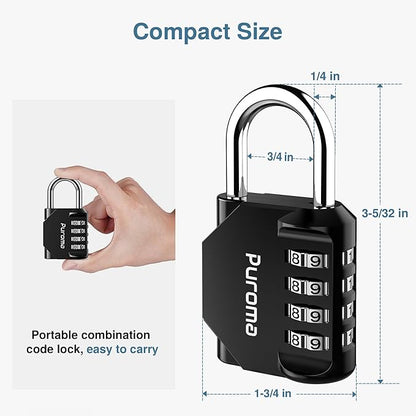 Puroma 2 Pack Combination Lock for Locker 4 Digit Outdoor Waterproof Padlock for School, Gym, Sports, Fence, Toolbox, Gate, Case, Outdoor, Hasp Storage, Cabinets (Red & Black)