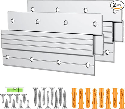Uniclife 2 Pairs 6 Inch French Cleat Hanger 60 lbs Load Heavy Duty French Cleat Picture Hanger Aluminum Alloy Mirror Hanging Hardware Wall Mounting Bracket Interlocking Z Bar Clip with Bubble Level