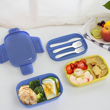 JBGOYON® Blue Bento Lunch Box Set - 3 Stackable Containers for Adults and Kids - Includes Lunch Bag, Leak-Proof and BPA-Free - Built-in Utensil Set and Snack Bag - Dishwasher Safe