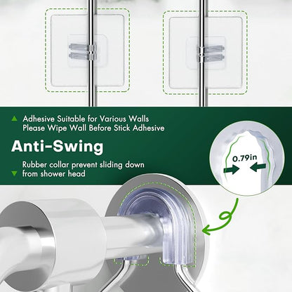 Stainless Steel Shower Caddy Hanging for Handheld Shower Heads,Rustproof Hose Shower Organizer Adjustable Length Shower Rack with 24 Hooks,Razor Holder,Soap Holder
