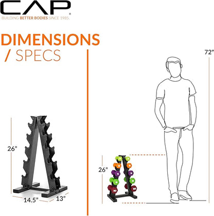 CAP Barbell 56 LB Set of Neoprene Dumbbells with Rack Color Series | 2, 3, 5, 8, 10 LB pairs