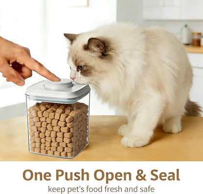 Ankou Airtight Dog Food Storage Container, 2.8 QT, One-Touch Pop Lid, BPA-Free | Clear Stackable Canister for Pet Food & Cat Treats