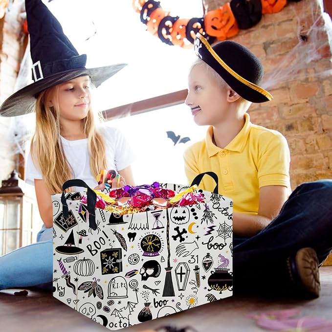Halloween Ghost thriller basket,Empty Halloween basket,Horror and thriller decor,Trick or Treat Box for Boys and Girls,Horror decor(Magic Halloween)
