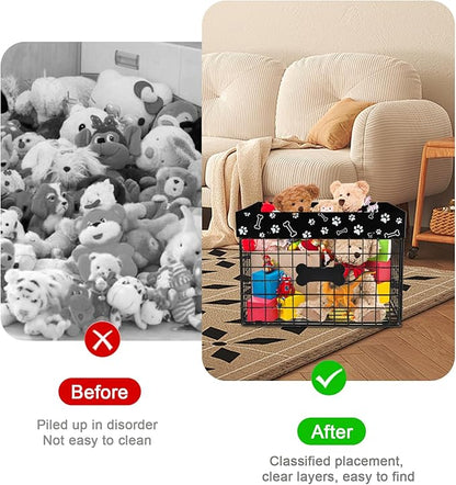 Large Metal Dog Toy Basket Foldable, Dog Toy Storage Bin & Box for Living Room Area, Pet Toy Chest Organizer, Puppy Toys Container Holder, dog toys baskets medium Chest Toybox & Boxes