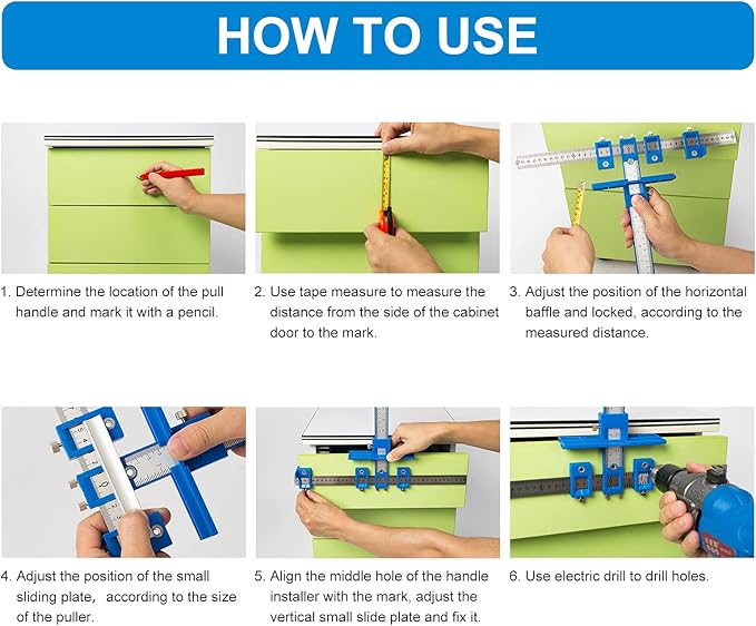 Cabinet Hardware Jig, Punch Locator Drill Guide,Wood Drilling Dowelling Guide for Installation of Handles Knobs on Doors and Drawer, Cabinet Template Tool for Handles and Pulls