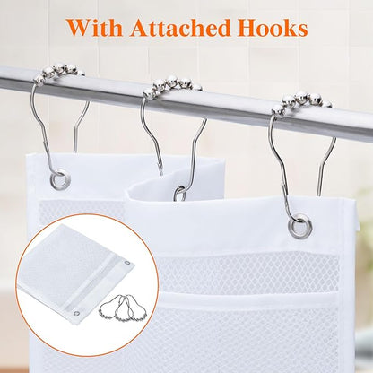 Lifewit Mesh Shower Caddy, 7 Pockets Hanging Shower Organizer with Quick Drying Mesh, Portable Space Saving Bathroom Organizer to Hold Soap, Shampoo and Cruise Ship Essentials, White, 2 Pack