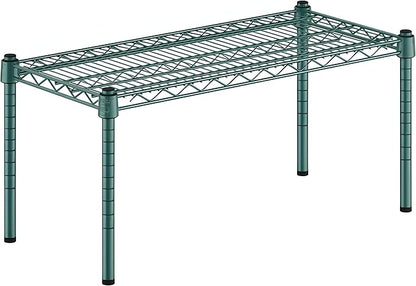 14" x 30" x 14" Green Epoxy Wire Storage Shelf, Dunnage Rack, Commercial 1 Tier Small Shelf