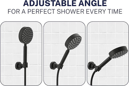 HammerHead Showers Solid Metal Handheld Showerhead Holder Wall Mount, Adjustable Screw-Mounted Pivot Ball, Shower Hose Holder, Fits Most Handheld Showerheads, Matte Black