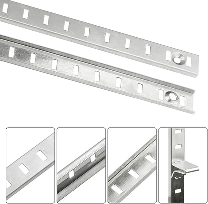 Bueyfolt 20 Sets 17 Inch Pilaster Shelf Brackets, Adjustable Mortise Mount Shelf Rails with 3 Pilaster Clips and Screws for Wall Shelving System