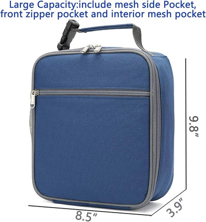 FlowFly Kids Lunch box Insulated Soft Bag Mini Cooler Back to School Thermal Meal Tote Kit for Girls, Boys, Cyan
