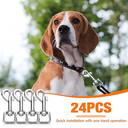 Therwen 24 Pcs Swivel Snap Hooks for Dog Leash Heavy Duty 2.76 Inch Flag Clasp Single Ended Clip Hooks Multipurpose Bolt Snap for Keychain Camera Strap Linking Pet Leash(Groovy Style,0.63")