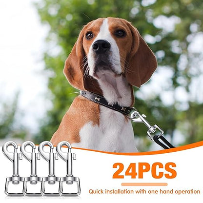 Therwen 24 Pcs Swivel Snap Hooks for Dog Leash Heavy Duty 2.76 Inch Flag Clasp Single Ended Clip Hooks Multipurpose Bolt Snap for Keychain Camera Strap Linking Pet Leash(Groovy Style,0.63")