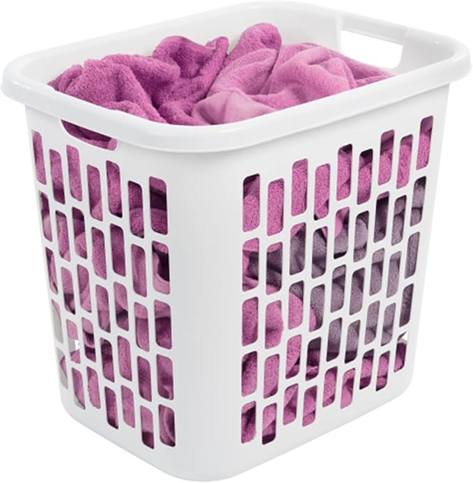 Sterilite Ultra Easy Carry Plastic Dirty Clothes Laundry Basket Hamper with Integrated Handles and Ventilation Holes, White (16 Pack)