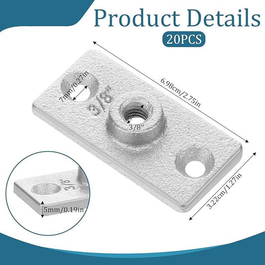 20 Pcs Ceiling Flange Hangers for 3/8" Threaded Rod Plate Ceiling Hangers Flanges Threaded Rod DIY Plumbing, Galvanized Ceiling Flange Hanger Plate Industrial Decor Project for Wall Mounting