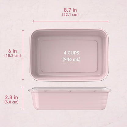 Bentgo Prep - 20-Piece 1-Compartment Reusable Meal Prep Containers with Lids, PFAS & BPA Free Materials, Durable, Microwave, Freezer, & Dishwasher Safe To Go Food Storage (Blush Pink)