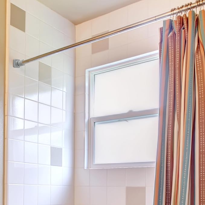 L Shape Shower Curtain Rod Holder - 25mm Angled Mount with Swivel Joints & Hardware Kit, Drilling Required (2, Grey)