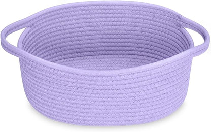 ABenkle Small Basket with Handles - Decorative Durable Rope Woven Storage Bin Shelf Storage Organizer Cube, Easter Baby Gift Basket, 12"x8"x5"