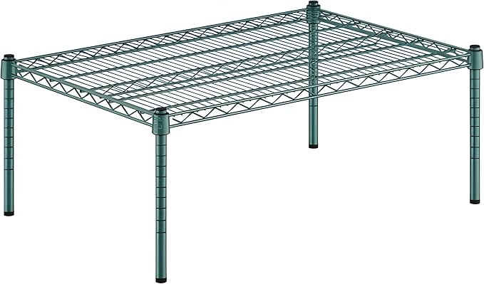 24" x 36" x 14" Green Epoxy Wire Storage Shelf, Dunnage Rack, Commercial 1 Tier Small Shelf