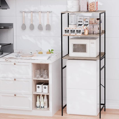 Mini Fridge Shelf Mini Fridge and Microwave Stand Over Mini Fridge Storage Rack 3 Tier Microwave and Fridge Stand Suitable for Dorm, Kitchens, Offices, Gray